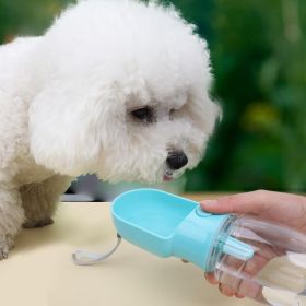 Portable Pet Water Bottle with Food Container - Leakproof Travel Water Dispenser & Collapsible Food Storage for Dogs, Cats, Outdoor Activities (Color: Blue, size: 350ml)