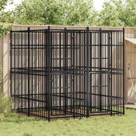 Dog Kennel Black Powder-coated steel Large Durable Dog Kennel (Color: Black)