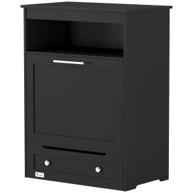 Pet Feeder Station Storage Cabinet, Dog Food Storage Container with Dog Raised Bowls, Watering Supplies, Black (Title: Default Title)